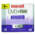 Maxell DVD+RW 4.7GB DVD+RW in Slim JC, 5/PK (634045)