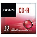 Sony CD-R 80 Min 700MB 48X, in Slim JC,10/PK (10CDQ80SS)