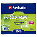 Verbatim CD-RW 700MB, Branded 4X-12X, in Slim JC 10/PK (95156)