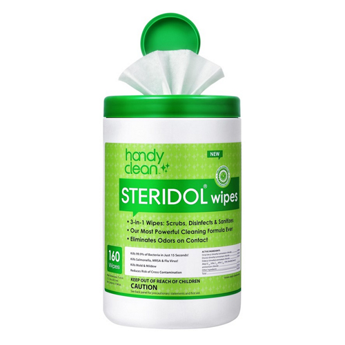 Diamond Wipes HandyClean Steridol Wipes, 7" X 8", 160/Canister - Click Image to Close