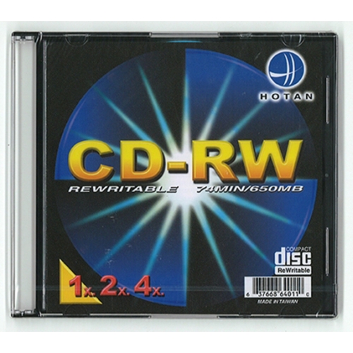 Hotan CD-RW 74 Min. Blank Silver Top in Slim JC (CDRW-74) - Click Image to Close