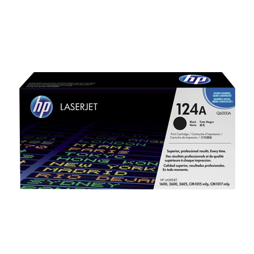 HP 124A Black ColorSphere Print Cartridge 2.5K (Q6000A) - Click Image to Close