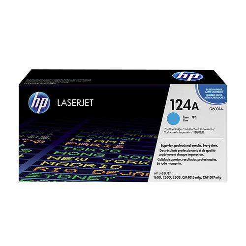 HP 124A Cyan ColorSphere Print Cartridge 2K (Q6001A) - Click Image to Close