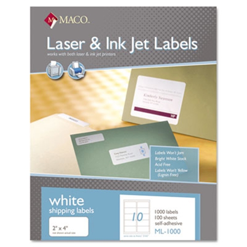 Maco 2" X 4" Laser Label 1000/BX (ML-1000) - Click Image to Close