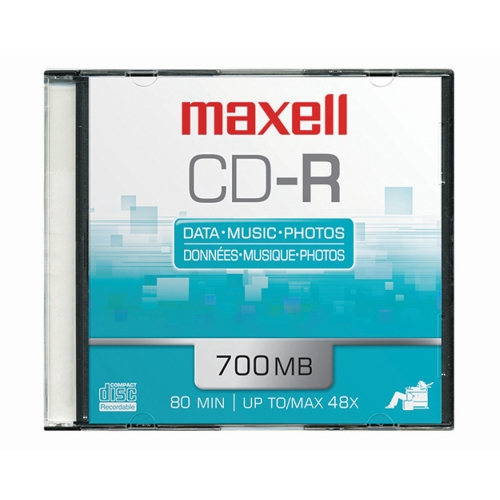 Maxell CD-R 80 Min. 700MB 48X, Branded Top, Slim JC (648201) - Click Image to Close