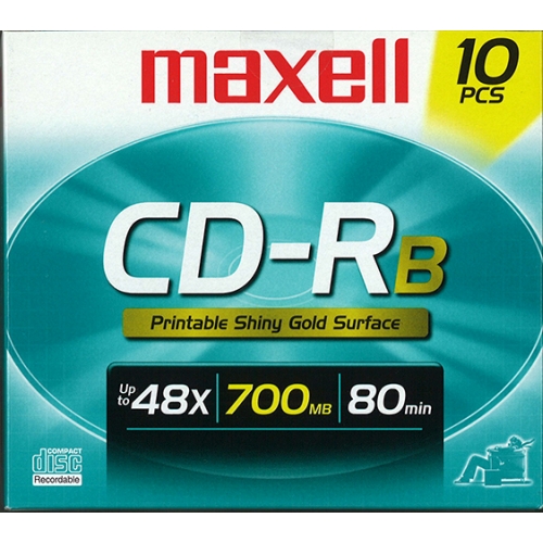Maxell CD-R 80 Min. 48X, Slim JC Printable Gold (648731) - Click Image to Close
