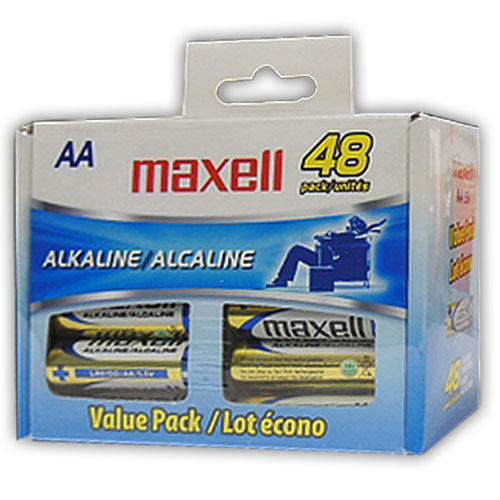 Maxell AA Alkaline Battery 48/PK (723443) - Click Image to Close