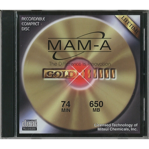 MAM-A CD-R 74 Minute 650MB Printable Gold (JK200PX1A) - Click Image to Close