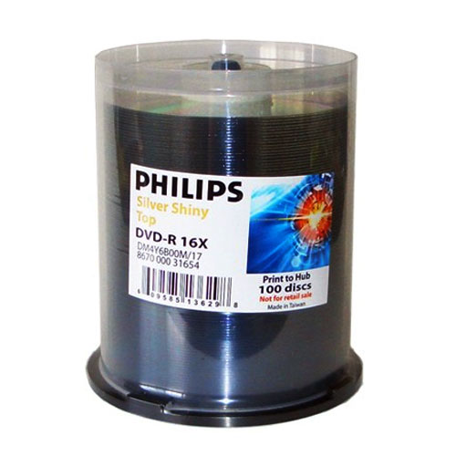 Philips DVD+R 4.7GB, 16X, 100/SP Shiny Silver Top (DR4Y6B00M/17) - Click Image to Close