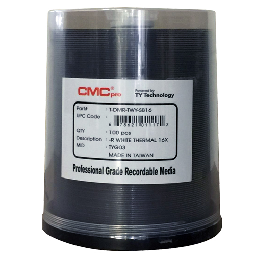 CMC DVD-R 4.7GB, 16X, 100/Spin TH PR White (T-DMR-TWY-SB16) - Click Image to Close