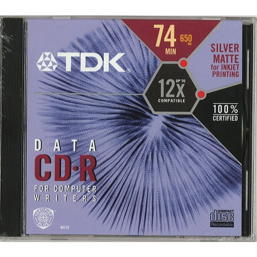 TDK CD-R 74 Minute 650MB Printable Silver (CD-R74P) - Click Image to Close
