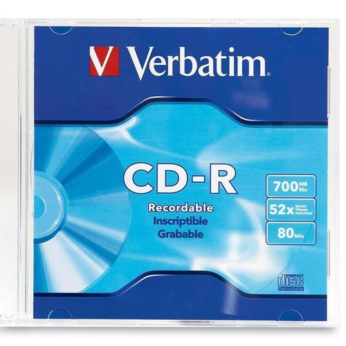 Verbatim CD-R 80 Min. 700MB, 52X Branded, Slim Jewel Case(94776) - Click Image to Close
