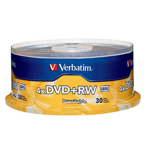 Verbatim DVD+RW 4.7GB, 4X, Branded, 30/SP (94834) - Click Image to Close