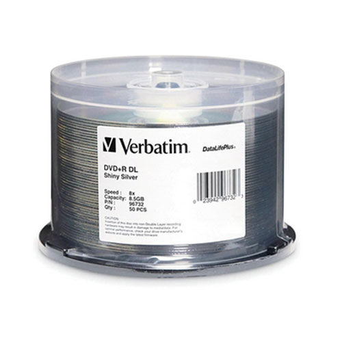 Verbatim DVD+R DL 8.5GB, Shiny Silver Top, 8X, 50/SP (96732) - Click Image to Close