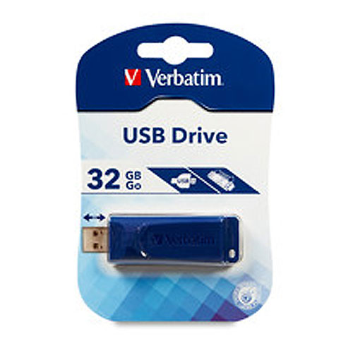 Verbatim USB Flash Drive, 32GB, Retractable, Blue (97408) - Click Image to Close